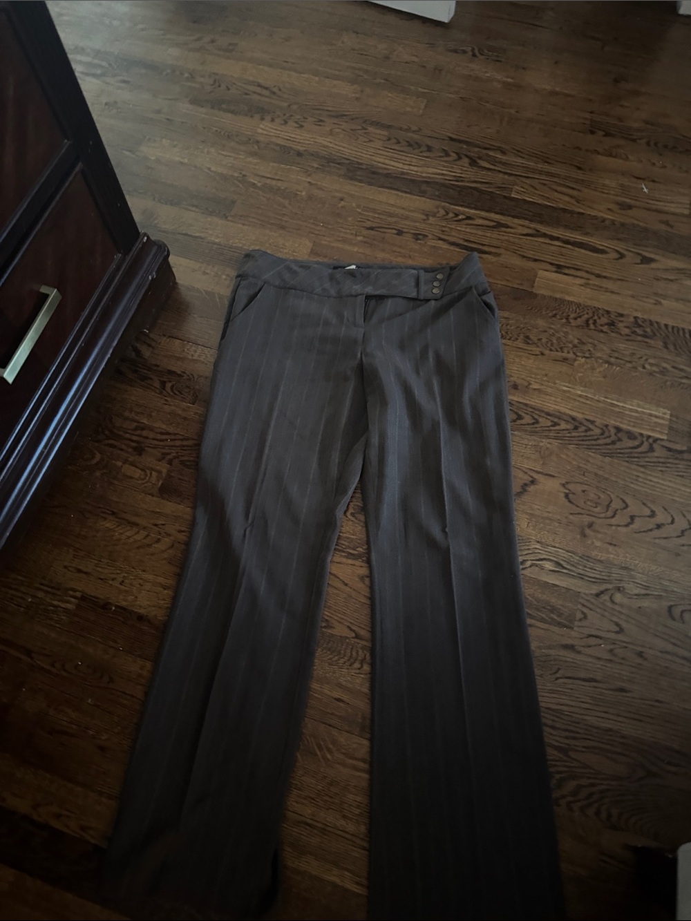 Women's Wide-Leg Pinstripe Dress Pants — Brown